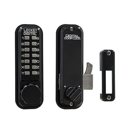 Lockey Mechanical Keyless Combination Hook Bolt Lock Fits Doors Up To 3 Thick Jet Black 2500KO-JB